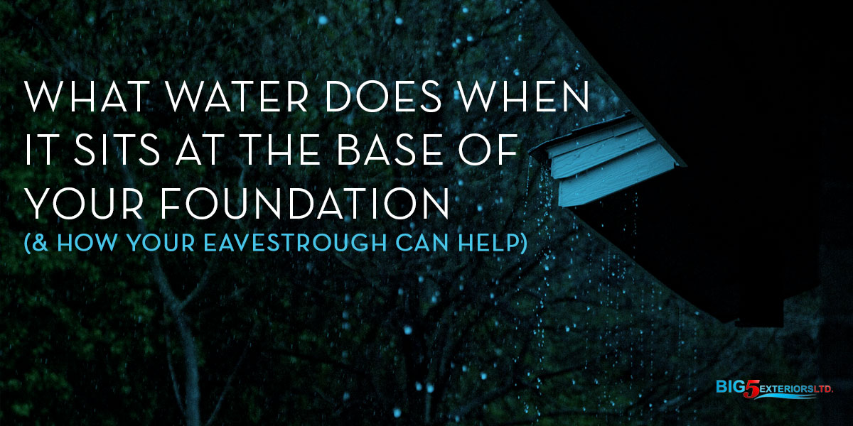 What Water Does When it Sits at the Base of Your Foudation Heaving rain falling from sky at night