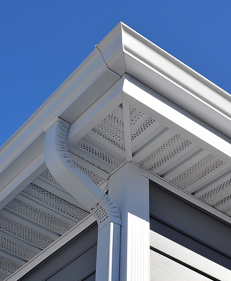 Grey rooftop shingles covering a newly constructed home